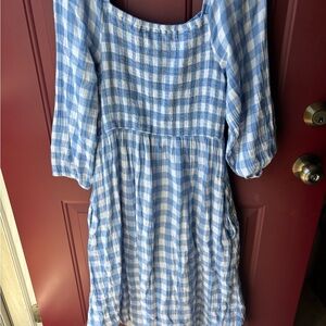 beachlunchlounge Blue and White Plaid Maxi Dress